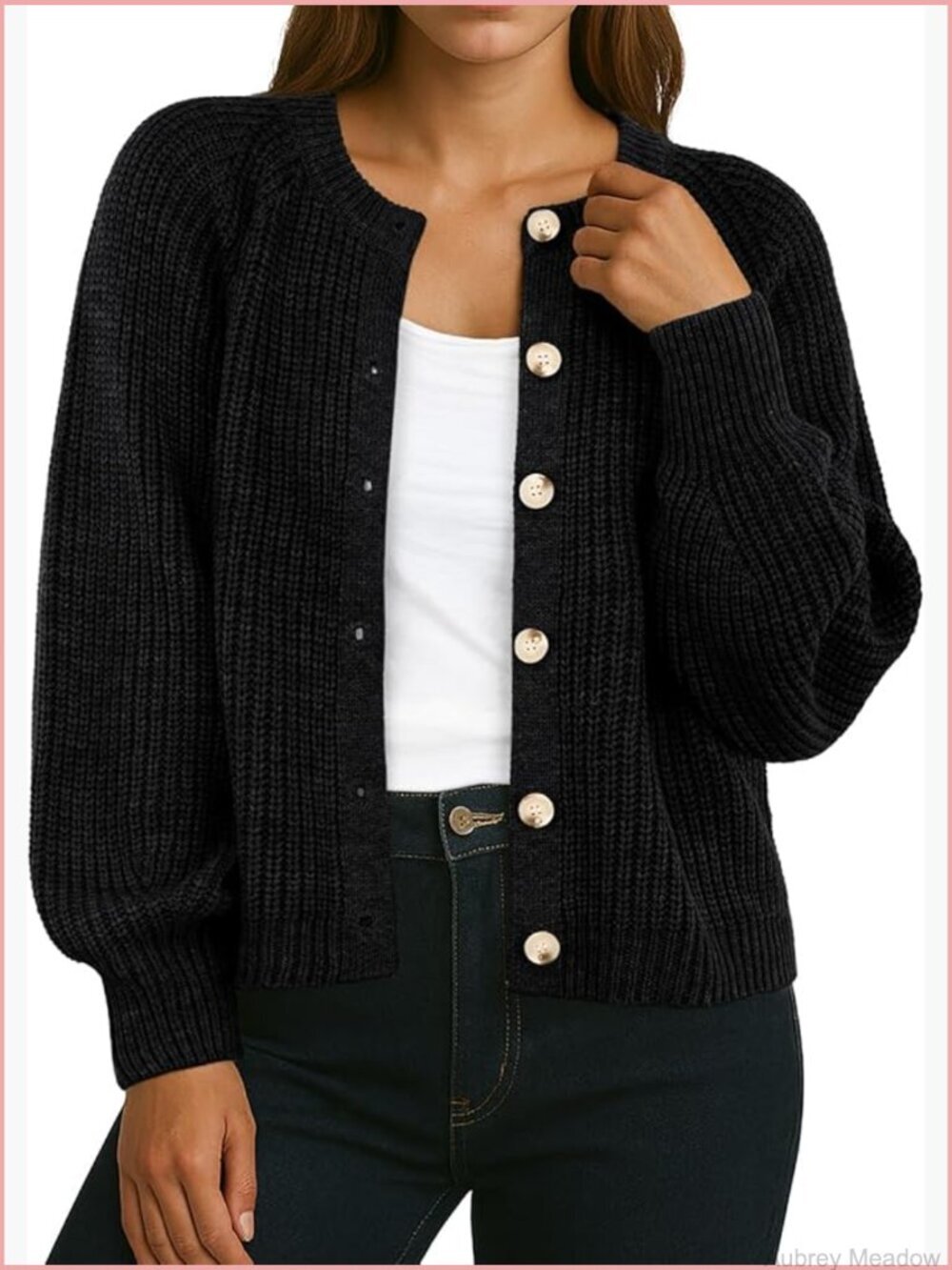 Chunky Open Front Cardigan Sweater Long Sleeve Button Knit Loose Short Outerwear